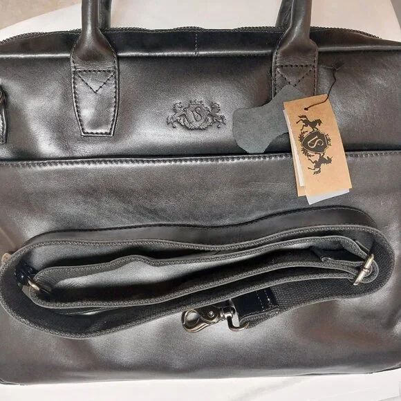 Sid & Vain Laptop bag BOSTON smooth leather black
